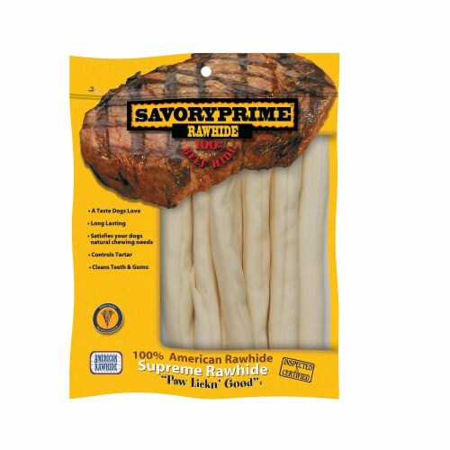 Savory Prime Supreme® Rawhide Mini White Rolls Dog Treats Perspective: front