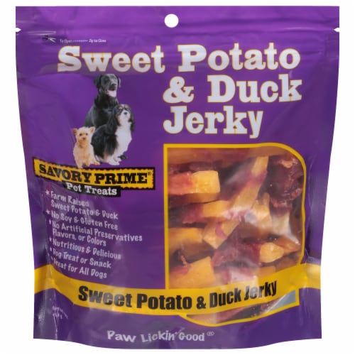 Savory Prime® Duck & Sweet Potato Jerky Dog Treats Perspective: front