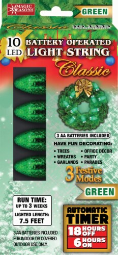 Magic Seasons Battery Operated Classic LED Light String - Green Perspective: front