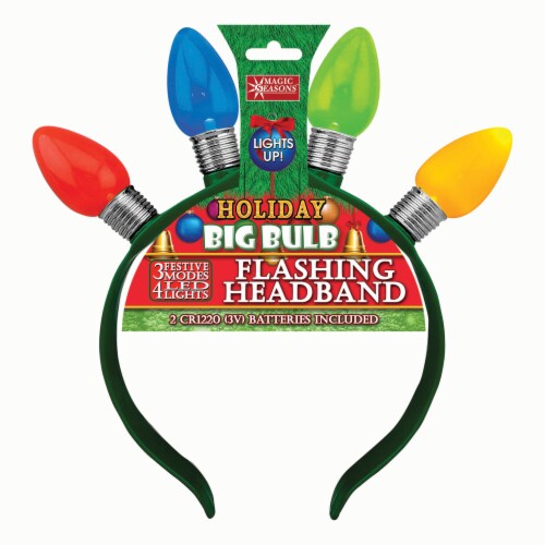 Magic Seasons™ Holiday Big Smooth Bulb Flashing Headband Perspective: front