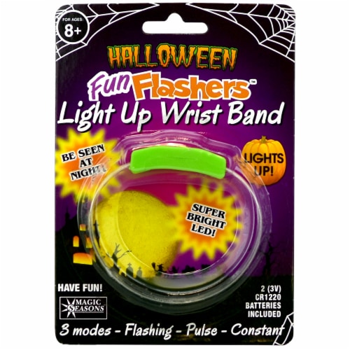 Halloween Fun Flashers Green Light Up Wristband Perspective: front