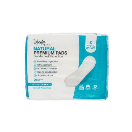 Veeda Natural Incontinence Pads for Bladder Leakage Protection, Moderate  Absorbency, 20 Count, 20 Count - Fry's Food Stores