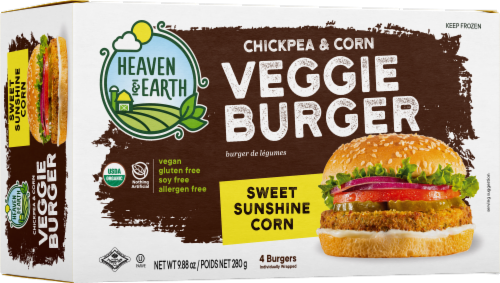 Heaven & Earth Sweet Sunshine Chickpea & Corn Veggie Burger Perspective: front