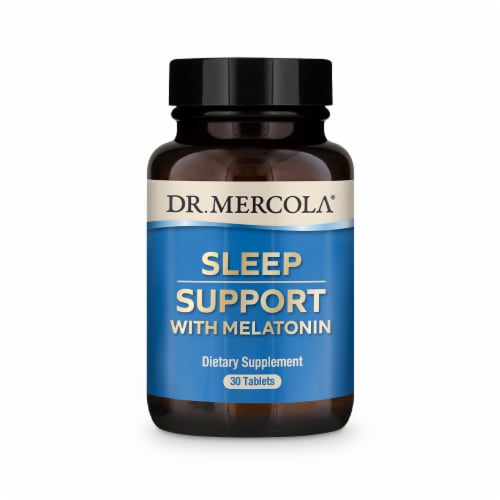 Mercola Sleep Support with Melatonin Supplement Tablets Perspective: front