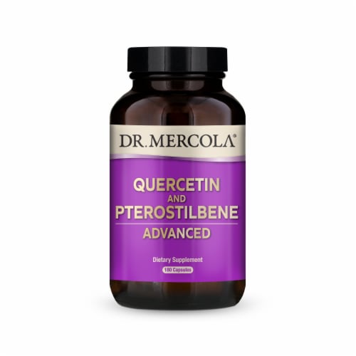 Dr. Mercola® Quercetin and Pterostilbene Advanced Dietary Supplement Capsules Perspective: front