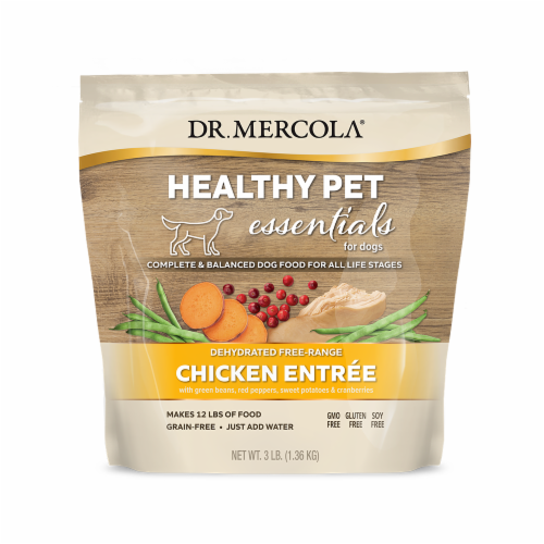 Mercola Dehydrated Raw Dog Food Free Range Chicken Entree Perspective: front