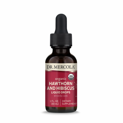 Dr. Mercola® Organic Hawthorn and Hibiscus Liquid Drops Perspective: front