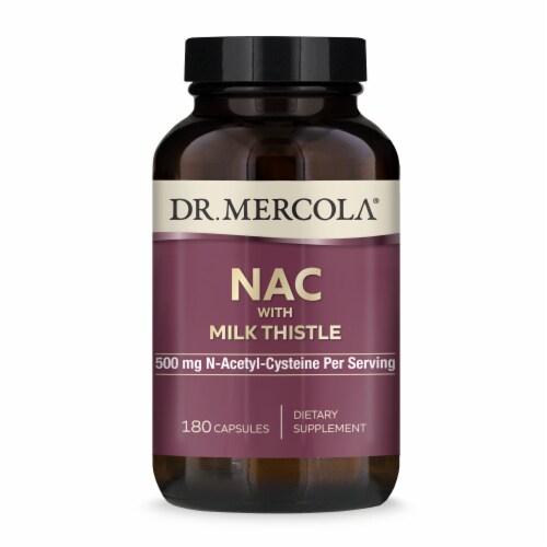 Dr. Mercola® NAC With Milk Thistle Capsules 500mg Perspective: front