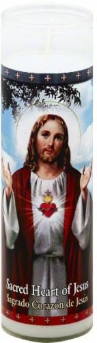 St. Jude Candle Company Sacred Heart of Jesus Glass Jar Candle - White Perspective: front