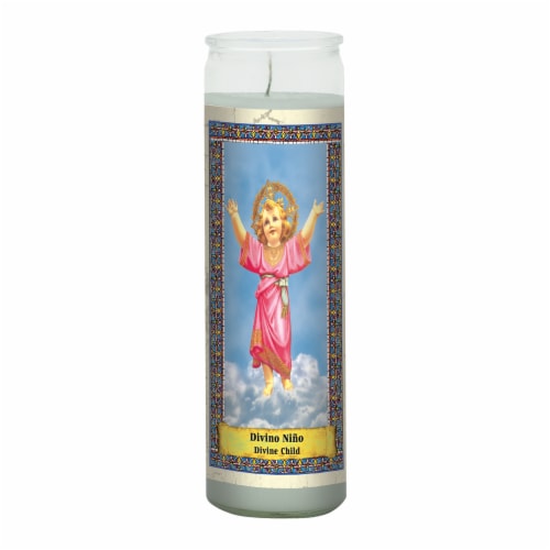 Eternalux Divine Child Unscented Glass Jar Candle - White Perspective: front
