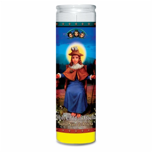 St. Jude Candle Company Holy Child of Atocha Candle - Yellow Wax Perspective: front