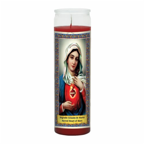 St. Jude Candle Company Sacred Heart of Mary Candle - Red Perspective: front