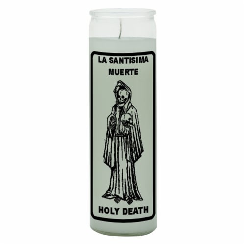 St. Jude Candle Company Holy Death Candle - White Ink Perspective: front