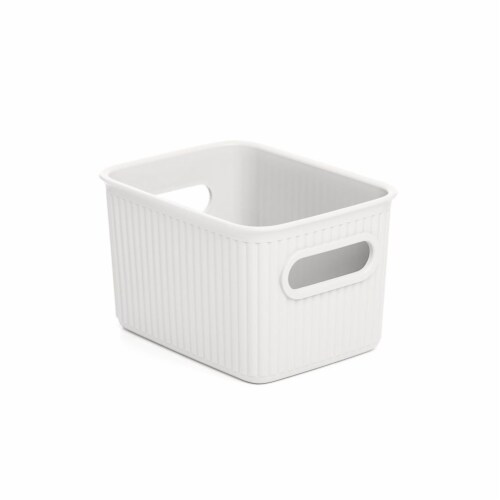 Superio Brand 1.5 L Ribbed Storage Bin, White Perspective: front