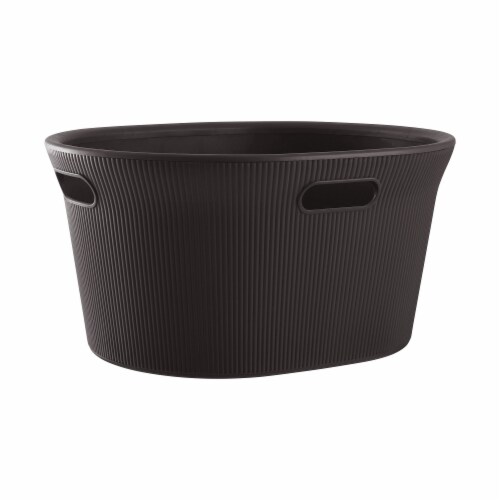 Superio Brand 35 L Ribbed Laundry Basket, Root Beer Brown Perspective: front