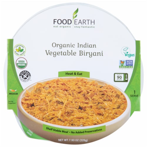 Food Earth Organic Indian Vegetable Biryani Perspective: front
