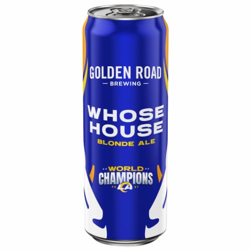 Golden Road Brewing LA Rams Whose House Blond Ale Perspective: front