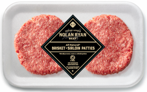 Nolan Ryan Beef® 80/20 Fresh Ground Brisket Sirloin Patty Perspective: front