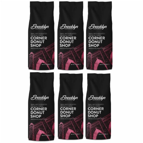 Brooklyn Beans Medium Roast Ground Coffee, Corner Donut Shop, six-12 Ounce Bag Perspective: front