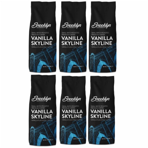 Brooklyn Beans Vanilla Flavored Ground Coffee, Vanilla Skyline, six-12 Ounce Bags Perspective: front