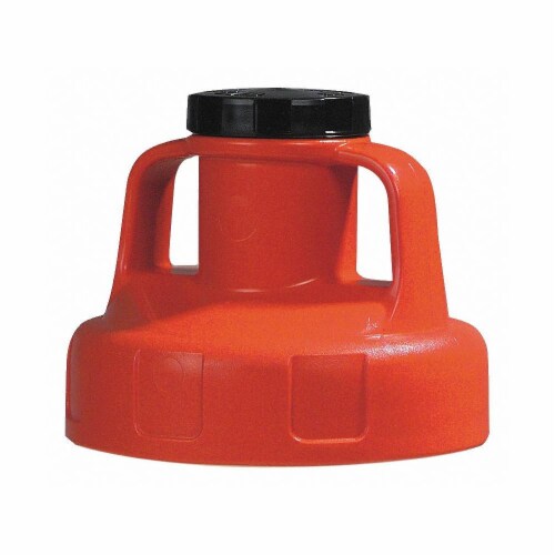 Oil Safe Utility Lid,w/2 In Outlet,HDPE,Orange  100206 Perspective: front