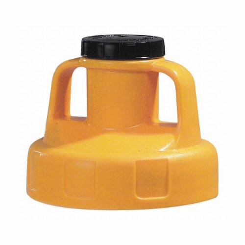 Oil Safe Utility Lid,w/2 In Outlet,HDPE,Yellow  100209 Perspective: front