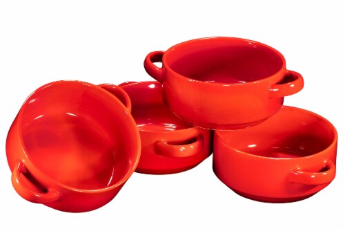 Bake & Serve - Large Ceramic Soup Bowls With Handles and Lids - 30 Ounce -  Set of 2