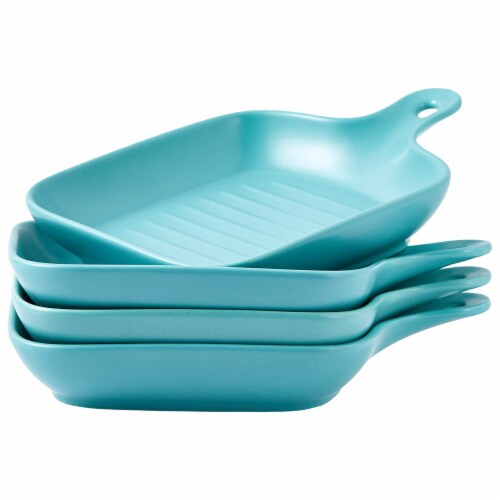 Bruntmor Light Blue 6.5 Square Set Of 4 Porcelain Serving Plates Perspective: front