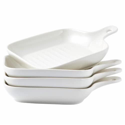 Bruntmor 6.5 White Square Set of 4 Porcelain Serving Plates w Skillet Look Square 6.5 Jay C Food Stores