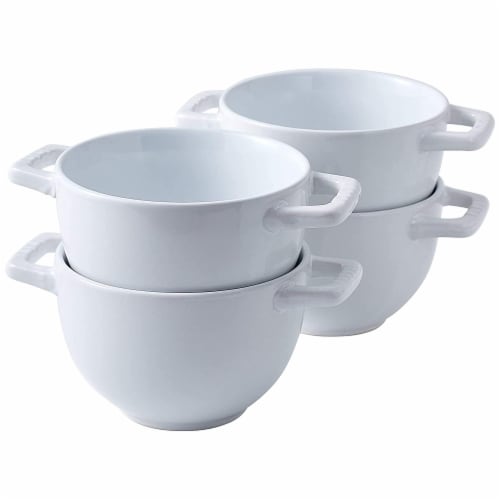 Bruntmor 24 Oz x 4 Soup Mugs White - French Onion Soup Bowls W