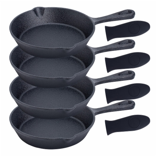 Bruntmor 6 x 4 Pre-seasoned Black Cast Iron Nonstick Frying Pan Set of 4,  6 x4 - Foods Co.