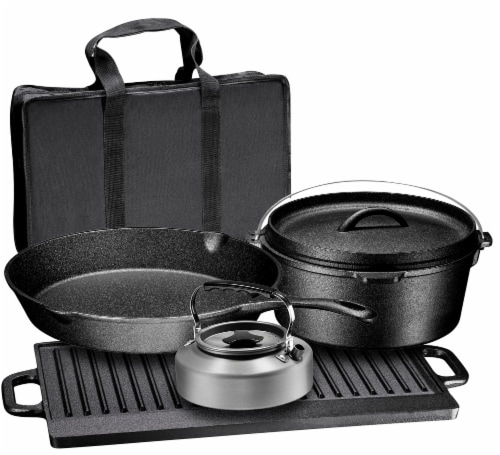 Bruntmor 7 Qt 2-in-1 Black Dutch Oven & Skillet Set