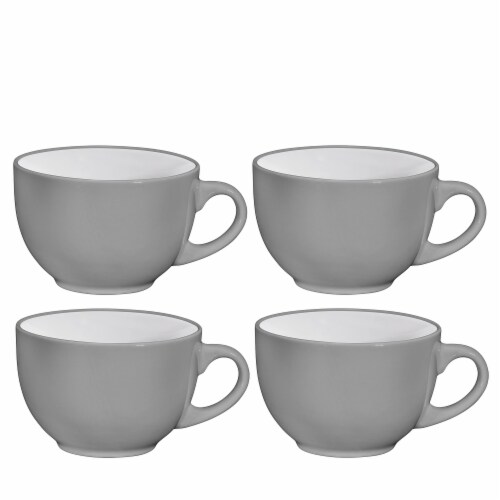 Bruntmor Gray 24 Oz Coffee Mugs Set of 4, Tea, Soup & Cereal Crocks, 24 Oz  - Baker's