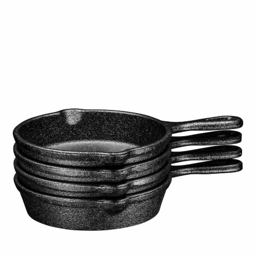 Bruntmor 4 Pcs PreSeasoned Cast Iron Pan Mini Skillet Bundle Nonstick Frying Pans, 5.55 H 3.