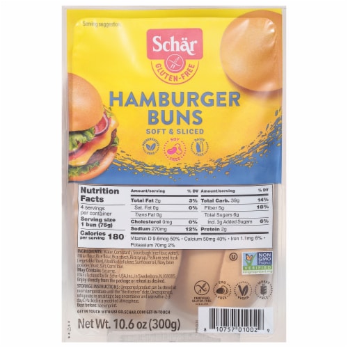 Schar Gluten Free Hamburger Buns Perspective: front
