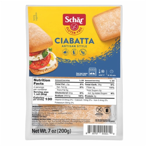 Schar Gluten Free Parbaked Ciabatta Rolls Perspective: front