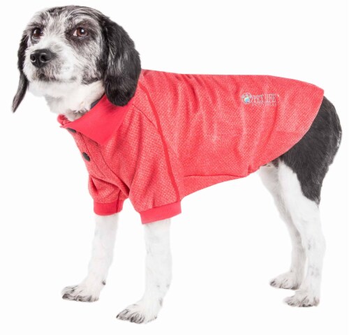 Pet Life Active Relax Stretch Fur Flexed Red Polo Dog T-Shirt Pet Life Active Relax Stretch Fur Flexed Red Polo Dog T-Shirt