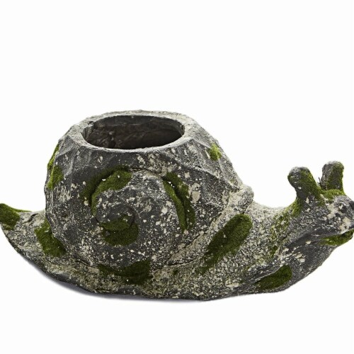 HISC 3762 Moss Animal Planter - Snail Perspective: front