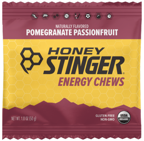 Honey Stinger® Organic Pomegranate Passion Chews Perspective: front