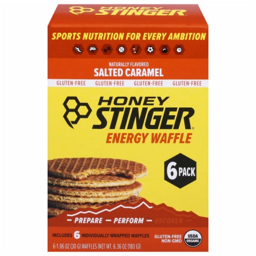 Honey Stinger® Organic Gluten Free Salted Caramel Waffles Perspective: front