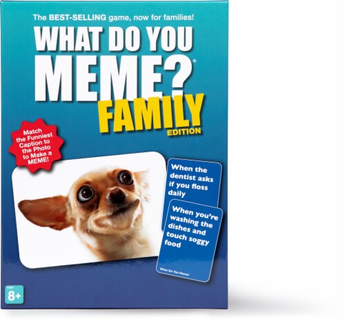 What Do You Meme?® Family Edition Card Game Perspective: front