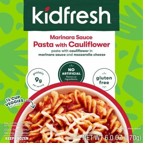 Kidfresh Marinara Sauce Pasta Frozen Meal with Cauliflower Perspective: front