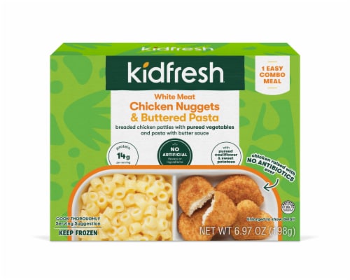 Kidfresh® White Meat Chicken Nuggets & Buttered Pasta Perspective: front