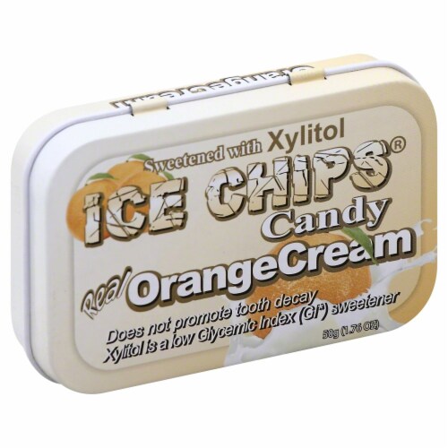 Ice Chips Orange Cream Candy Tin Perspective: front