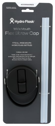 Hydro Flask® Wide Mouth Flex Straw Cap Black Perspective: front