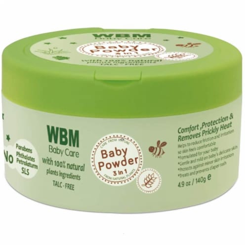 WBM Care Baby Powder | 3 in 1 Skin Repairing, Nourishing & Drying Natural Powder | 4.9 oz Perspective: front