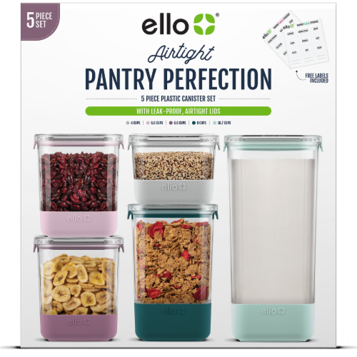 Ello Plastic Canister Food Storage Mixed Set Perspective: front