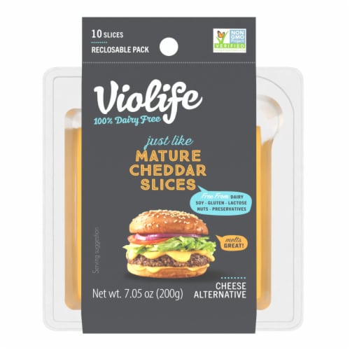 Violife Just like Mature Cheddar Slices, Dairy-Free Vegan Perspective: front