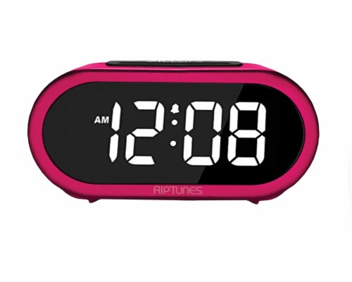 Riptunes 1.4  Display Alarm Clock w/5 sound settings - Pink Perspective: front