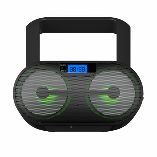 Riptunes CD Player Bluetooth Boombox AM/FM Portable Radio, MP3/CD, USB, mSD, Aux, Black Perspective: front